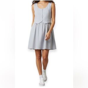 Paper Heart Linen Blend Light Blue Vest Dress Size Large NWT